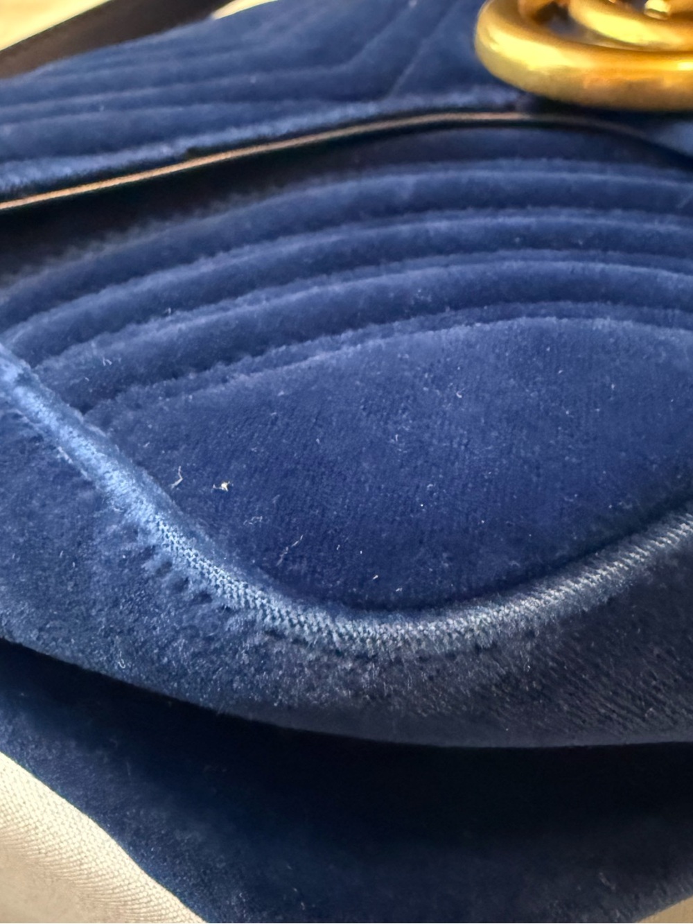 Gucci Royal Blue Velvet Marmont Shoulder Bag - Picture 6 of 12
